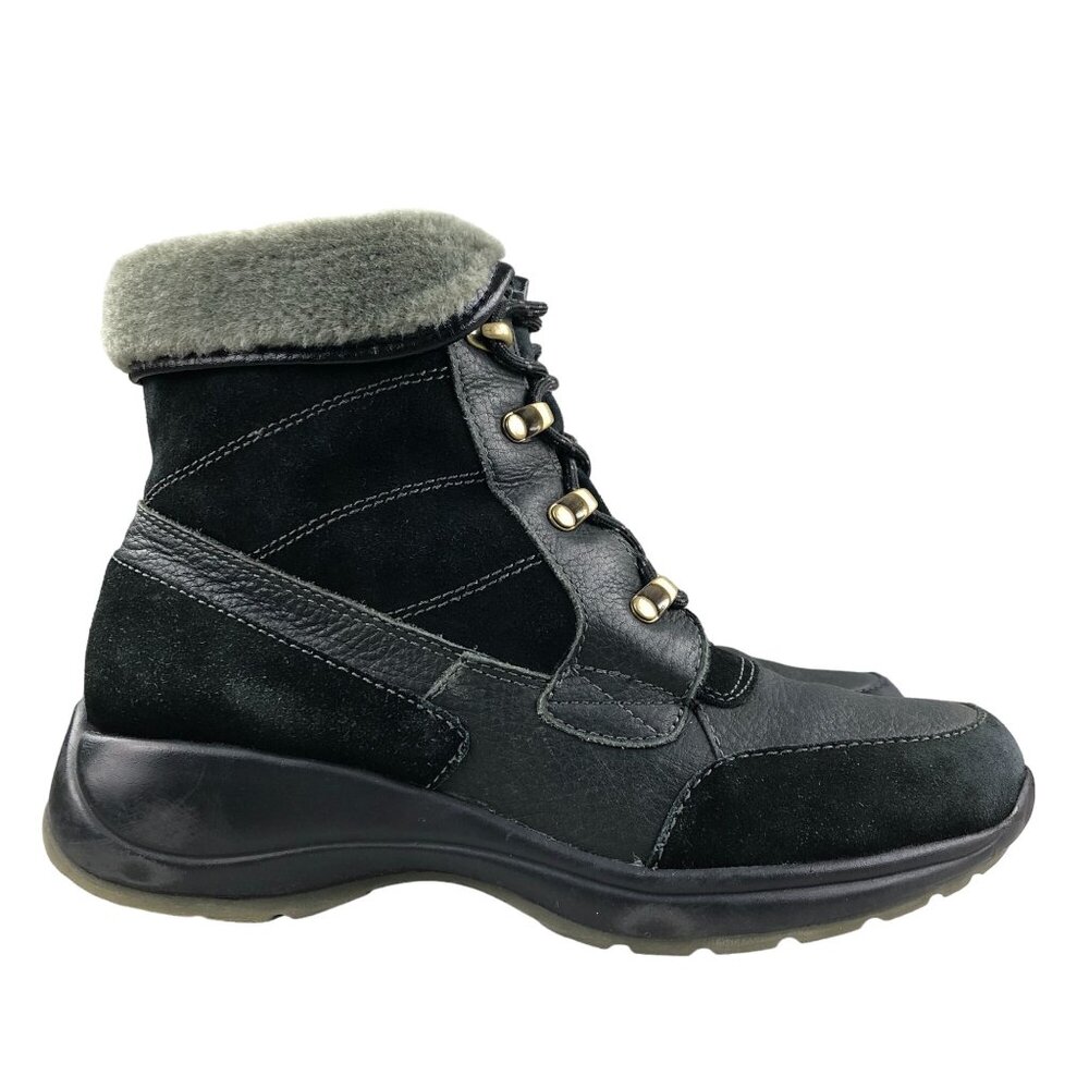 GH Bass & Co Women's Size 7M Avalon Black Leather Suede Faux Fur Lined Boots